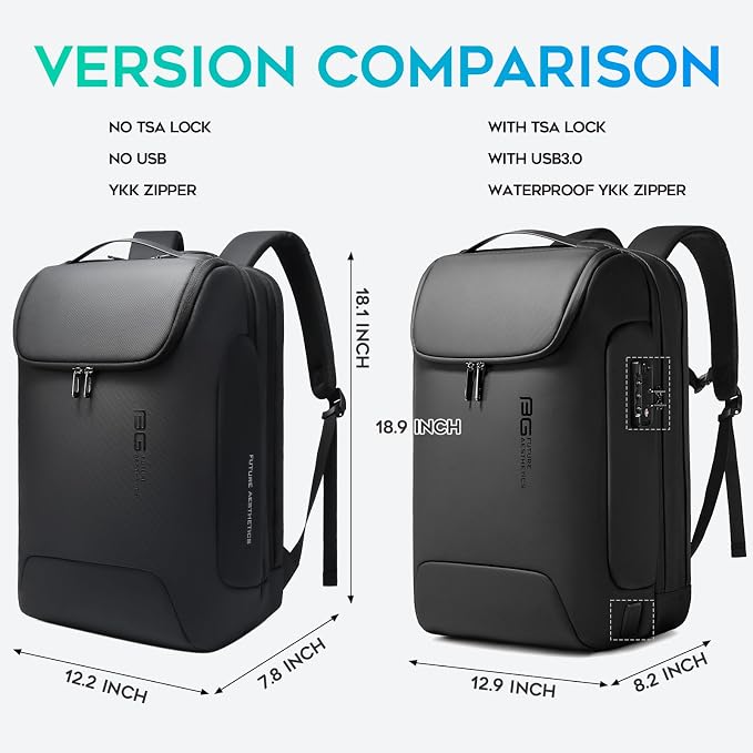 BANGE Anti-Theft Backpack with USB Charging Port 17.3 Inch Business Laptop Backpack - Image 2