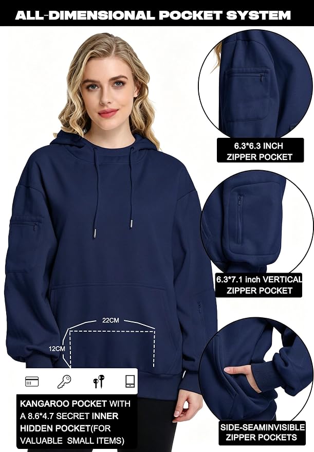 Unisex Travel Hoodie with Eyemask Fleece Sweatshirt Fall Winter | Airplane Hoodie with Multi Pockets & Eye mask Womens Sweatshirts Comfort Pullover Fleece Sweaters Fashion Tops for Couples - Image 3