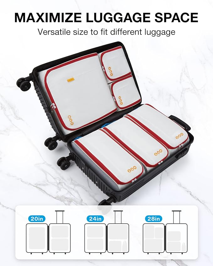 BAGSMART Keep Shape Packing Cubes for Travel, 6 Set Travel Cubes for Packing, Lightweight Suitcase Organizer Bags Set for Travel Essentials - Image 6