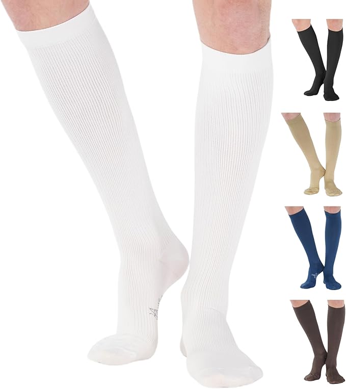 ABSOLUTE SUPPORT Cotton Knee High Compression Hose 20-30mmHg | Made in USA opaque dress socks, men & women, for varicose veins, circulation, swelling, pregnancy, leg pain, travel, A105 by AbsoluteSupportCompressionSocks