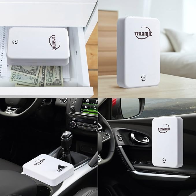 Tenamic Pistol Safe, Portable Travel Gun Safe, Solid Steel Handgun Lock Box for Home, Gun Safes for Car, White - Image 5