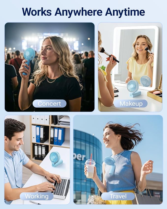 SWEETFULL Handheld Portable Fan, 5000mAh Rechargeable Battery, 6 Speed Wind, LED Digital Display, Foldable Electric Personal Mini Travel Fan with Backup Power, Summer Essentials Gifts for Women Girl - Image 5
