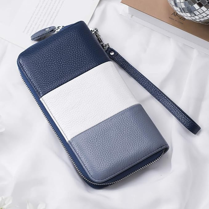 Moflycom Womens Wallet RFID Blocking Genuine Leather Multi Credit Card Large Capacity Zip Around Clutch Travel Purse Wristlet - Image 4