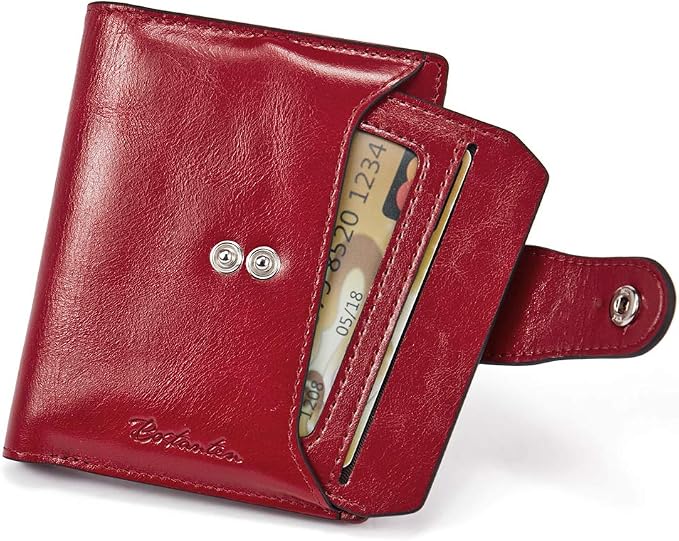 BOSTANTEN Leather Womens Wallet Small RFID Blocking Credit Card Holder | Removable ID Window, Zipper Coin Pocket, Bifold, Minimalist, Fits Small Purses, Daily Use, Ladies Gifts, Red - Image 8