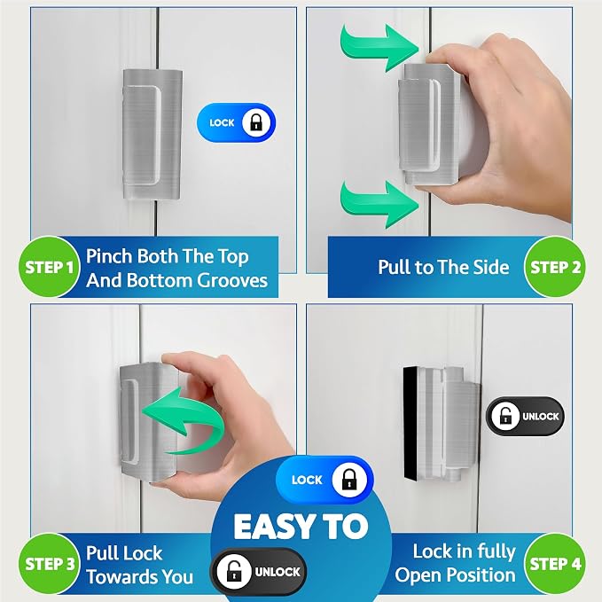 Door Reinforcement Lock (2-Pack) - DIY Nickel Home Security Door Lock for Front Door - Security Locks for Doors Inside | Child Proof Door Lock for Kids Safety - Withstand 800 LB of Force - Image 4