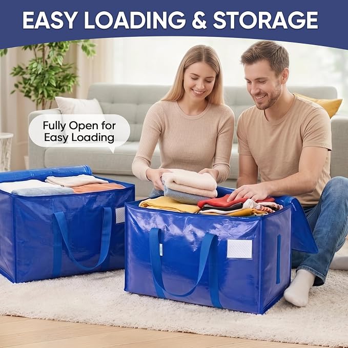 TICONN 12 Pack Extra Large Moving Bags Heavy Duty with Zippers & Carrying Handles, Durable Storage Bags Moving Boxes for Closet Organizers and Storage (12 Pack, Olive) - Image 2