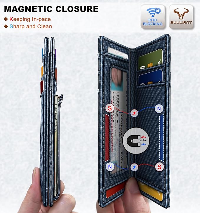 BULLIANT Magnetic Slim Leather Pocket Wallet Money Clip For Men 12Cards | RFID Blocking | Easy Access | Gift Boxed - Image 3