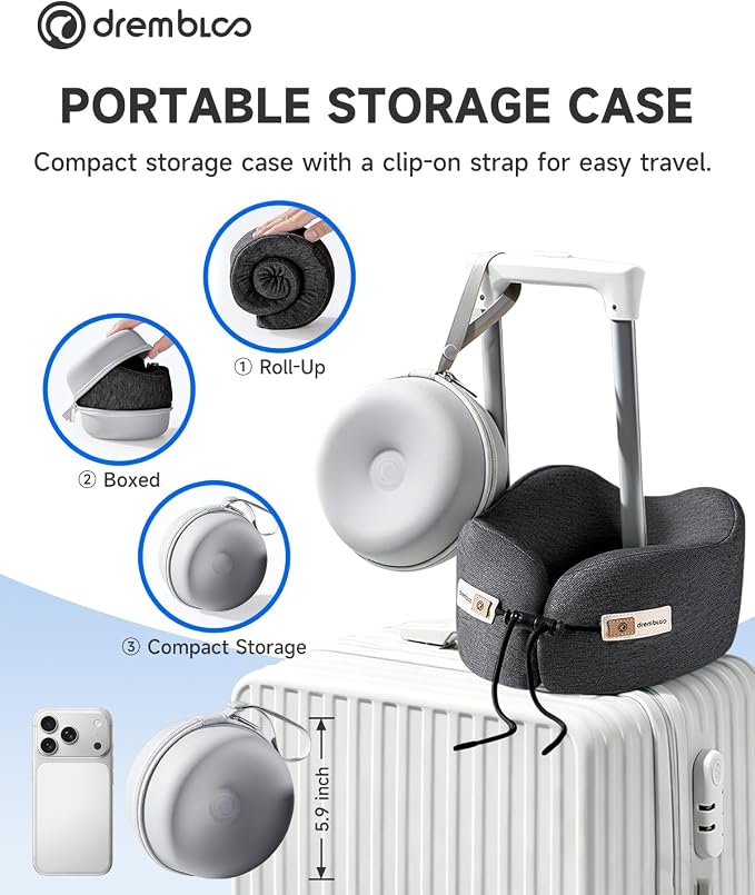Travel Neck Pillow for Airplane, Premium Memory Foam 360° Ergonomic Support for Sleeping on Long Flights, Compact Portable Sleep Essential with Comfortable Cover for Cars, Office Naps & Home Use - Image 4