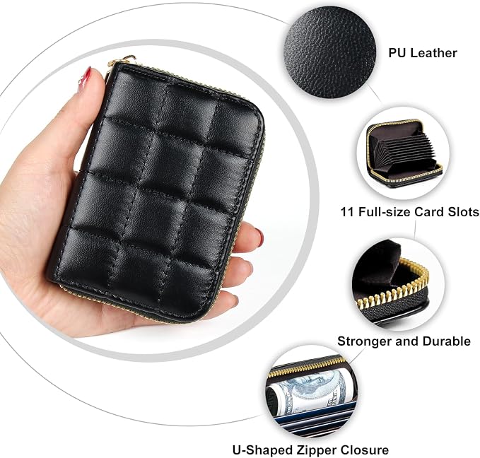 Credit Card Wallet, RFID Card Case Wallet, Zipper Card Cases Holder for Men Women, RFID Blocking, KeyChain Wallet, Compact Size Card Organizer Case for Women - Image 3