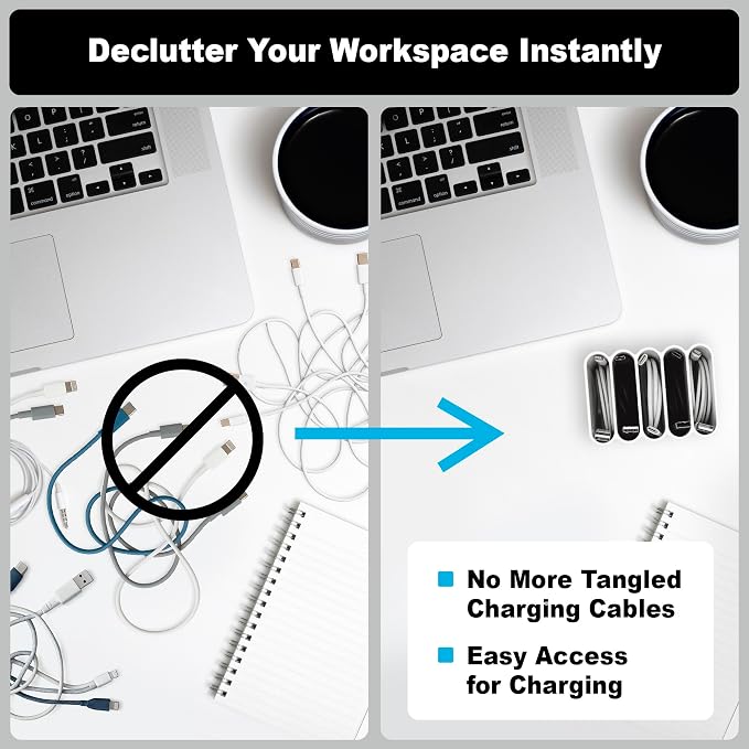 Cable Management Organizer Cord Management, Multiple Slots for Home, Office, Desk, Workshop, Durable Plastic Connectable Cable Organizer, Tangle-Free, Expandable Storage, White - Image 6