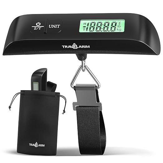 TravelArim Portable Luggage Scale Travel Digital, 110lb/50kg Suitcase Luggage Weight Scale with Hook, Backlight LCD Display with Battery Included by TravelArim