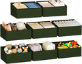 DIMJ Large Closet Shelf Organizer Bins 8 Packs with Handles and Divider, Fabric Trapezoid Storage Baskets, Foldable Clothes Containers Box for Shelf, Towel, Book, Toy, Purse, Hats, Green by DiMJ