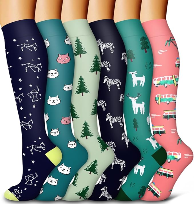 6 Pack Copper Compression Socks for Women and Men Circulation-Best Support for Medical,Running,Nursing,Athletic by Bluemaple