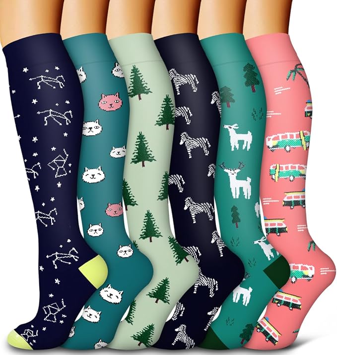 6 Pack Copper Compression Socks for Women and Men Circulation-Best Support for Medical,Running,Nursing,Athletic by Bluemaple