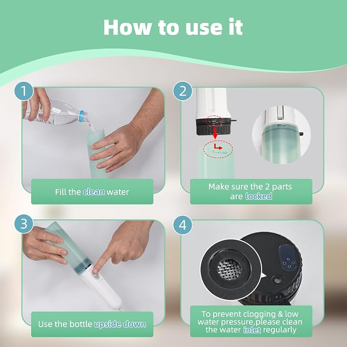 Hibbent Portable Bidet for Travel, High Pressure Handheld Electric Sprayer, Rechargeable Travel Bidet for Women & Men, Personal Hygiene Cleaning, Soothing Postpartum Care, perineal, Green - Image 9