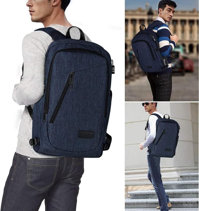 Mancro 17.3 Inch Business Laptop Backpack for Travel Anti-Theft Backpack | Water Resistant Work Daypack with Lock, Travel Computer Bag with Laptop Compartment for Men Women - Image 5