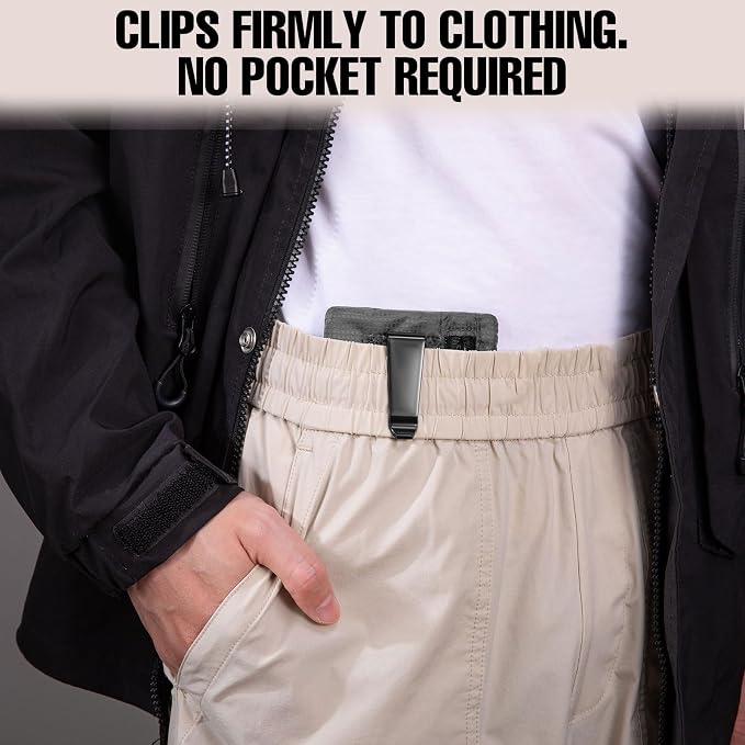 KOSMCCO RFID Blocking Clip Stash Pocket Travel Belt Wallet, Grey, Medium | Compact Hidden Design, For Cards & Cash, Slim Pickpocket-Proof, Everyday Carry - Image 4