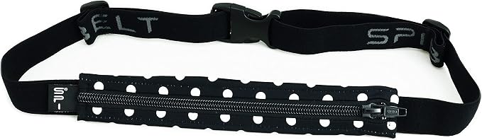 SPIbelt Running Belt for Women Men, Phone Holder for Running, Running Fanny Pack, Holder for Phone, Running Waist Pack, Adjustable Waist, [Fits All Phones]. Black White Polka Dot/Black Zipper - Image 2