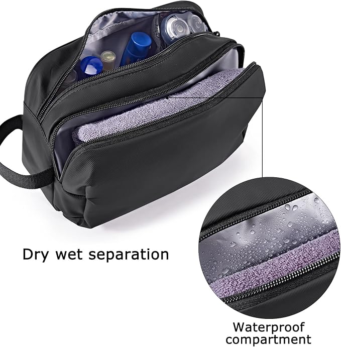 BAGSMART Toiletry Bag for Men, Travel Toiletry Organizer Dopp Kit Water-resistant Shaving Bag for Toiletries Accessories, Door Room Essentials,Black-basic - Image 3