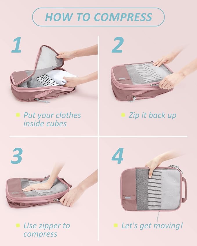 BAGSMART Compression Packing Cubes for Travel Essentials | 14 Set /6 Set /4 Set/2 Set, Lightweight, Durable - Image 6