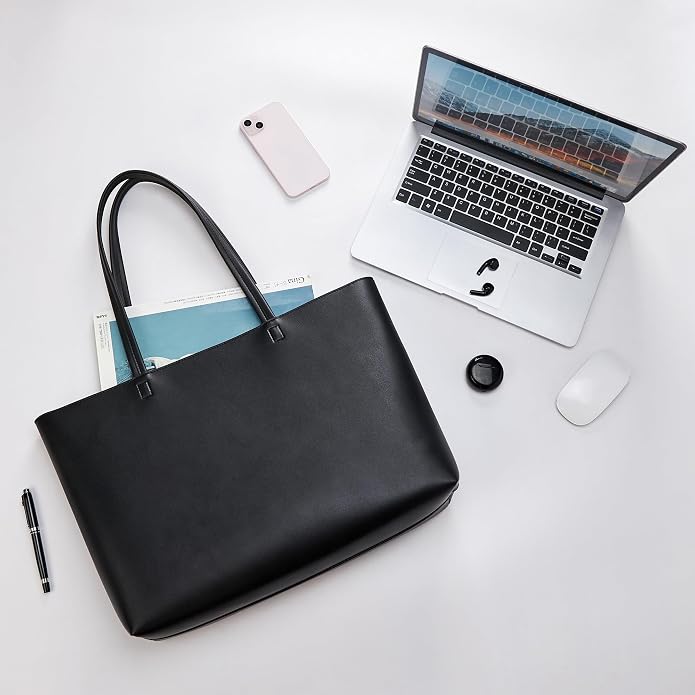 KALIDI Tote Bag Zipper Shoulder Bag Vegan Leather Purses Satchel for Women | Large Casual Handbag for Work Commuting Dating College Everyday - Image 4