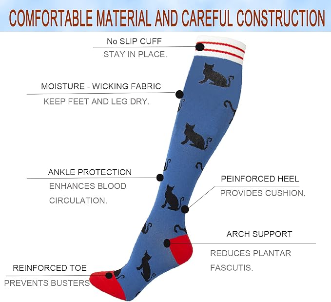 4 Pairs Compression Socks for Women & Men, Support Compression Sock 20-30 mmHg for Nurses, Pregnancy, Flying, Running,Travel - Image 4