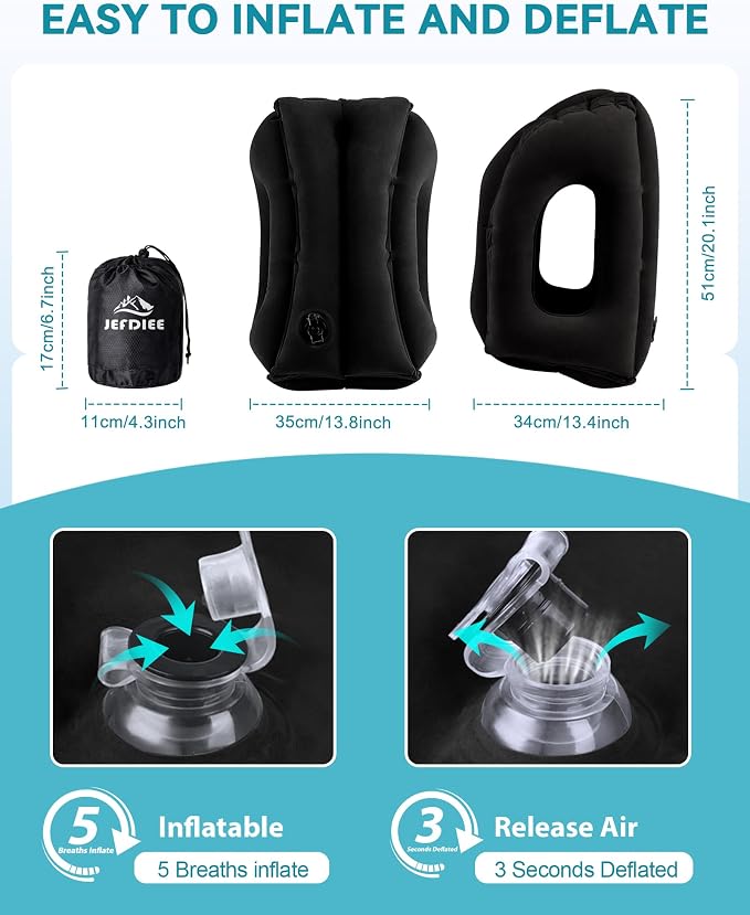 Travel Pillow,Inflatable Airplane Pillow for Sleeping to Avoid Neck and Shoulder Pain,Supports Head and Chin Used for Airplane,Car,Bus and Office - Image 6