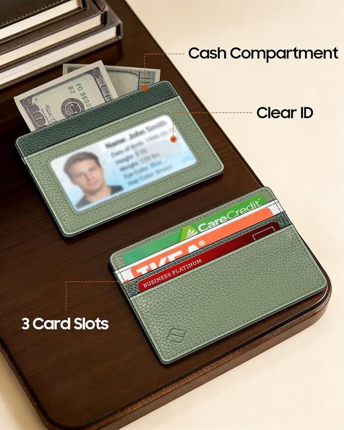 FINTIE Slim Minimalist Front Pocket Wallet RFID Blocking Credit Card Holder | Card Cases with ID Window for Men Women, gradient green - Image 8
