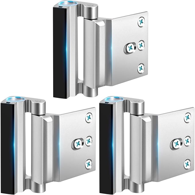Door Reinforcement Lock Door Locks for Kids Safety Home Security 3 Pack | Child Proof Door Latch Front Door High Security Lock Withstands 800 lbs of Force Top Door Latch Lock Inward Swinging Inside - Image 9