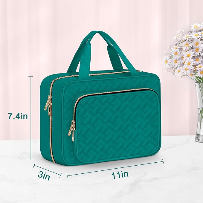 Toiletry Bag for Women, Medium Cosmetic Travel Bag, Hanging Toiletry Bag for Bathroom, Thickened PVC Waterproof Makeup Bag, Toiletries Bag for Travel Trips and Camping, Turquoise Green - Image 5