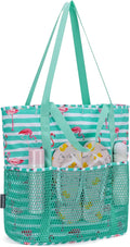 KABAQOO Large Beach Bag Waterproof Sandproof Tote Bag for Women with Zipper & Mesh Pockets for Pool Swim Travel Everyday | waterproof by KABAQOO