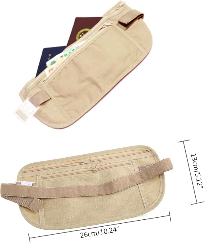 Upgraded Money Belt for Travelling Security Money Pouch for Cash Cards Keys & Passport Quality ronMade Khaki, approx 13x26cm/5x10in - Image 3