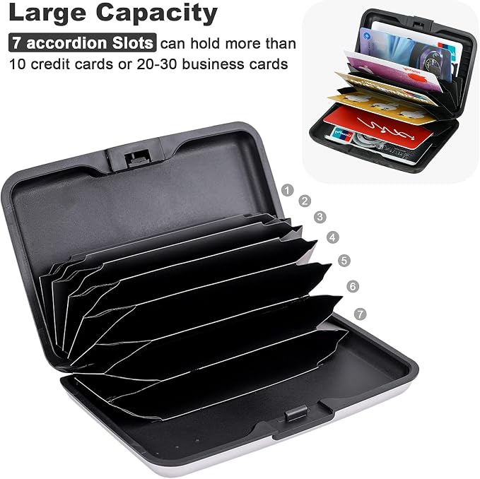Mini RFID Aluminum Wallet Credit Cards Holder Business Card Case Metal ID Case for Men Women (Silver) - Image 5