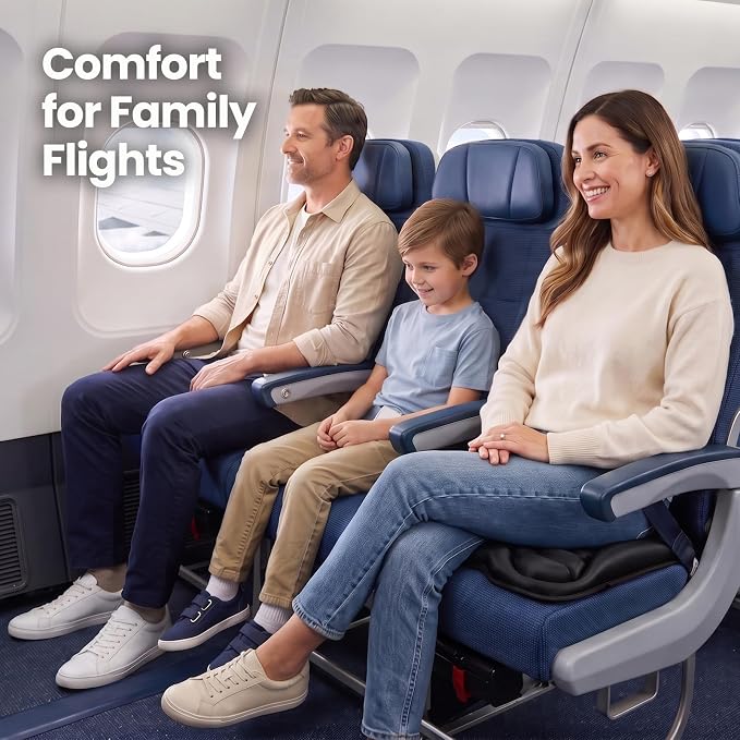 Airplane Seat Cushion for Long Flights, Inflatable Travel Seat Cushion with Built-in Pump, Adjustable Air Cell Support, Lightweight Portable Seat Pad for Stadiums and Concerts, Black - Image 4