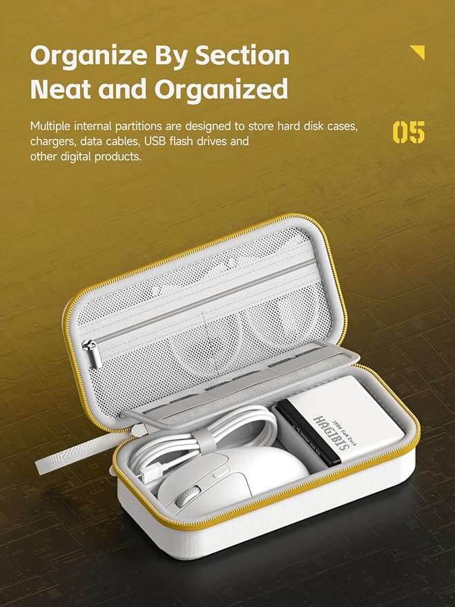Hagibis Electronic Organizer Traveling Case Bag EVA Hardshell PU Portable Carrying Pouch for Mouse, Charger, Cables, Power Bank, SD Cards, USB Flash Disks, Accessories (White) - Image 2