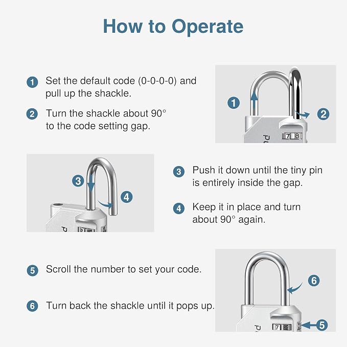 Puroma 4 Combination Lock Locker 4 Digits Combo Padlock Gym Silver & Black | For School Gate Fence Toolbox Hasp Storage, Outdoor, Resettable, Weatherproof, Side Window, Crack Cut Resist, Hardened Steel - Image 7