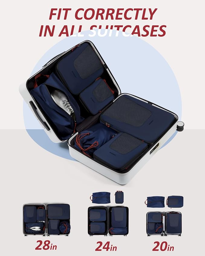 BAGSMART Compression Packing Cubes for Travel, 6/5/4set Lightweight Packing Organizers, Summer Travel Essentials Suitcase Organizer Bags Set - Image 3