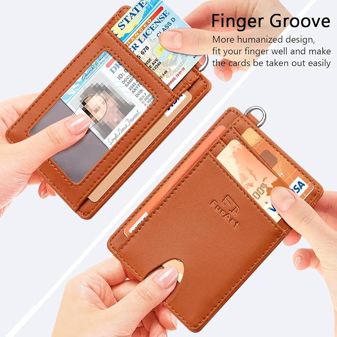 FurArt Slim Minimalist Wallet RFID Credit Card Holder for Men | slim minimalist compact rfid id window thin - Image 3