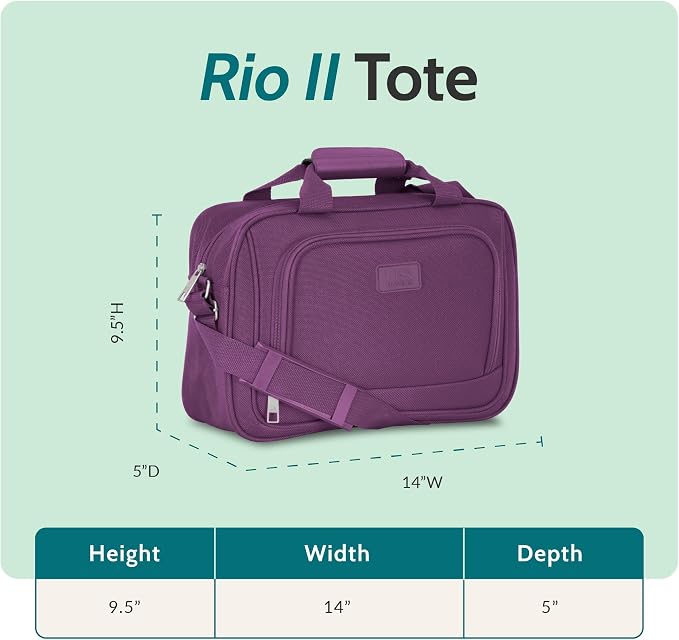 U.S. Traveler Rio 14" Travel Tote Bag, Lightweight 1200D Carry-On Bag for Women & Men - Image 4