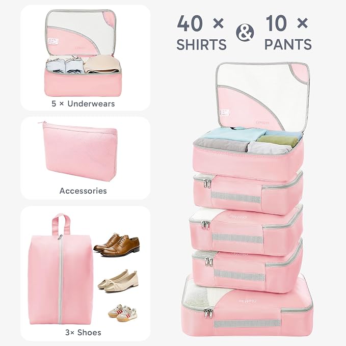 OlarHike 10 Set Packing Cubes for Travel, Gifts for Women Mom,Anti-Tearing Suitcase Organizer with Over 1000 pcs Mesh Holes,Vacation Essentials & Accessories for Cruise Ship - Image 4