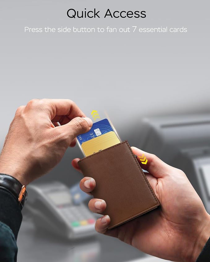 2026 Wallet for Men with RFID Blocking Pop Up Card Holder | Practical & Functional Front Pocket Wallet, Slim Minimalist Trifold, Holds 9-11 Cards and Cash, Premium Leather, Gift for Men - Image 5