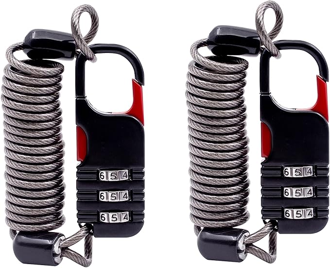 Small Combination Ski Lock with Retractable Cable (3ft/91cm Wire), Thin Cable Locks with Combination for Travel Luggage, Suitcases, Backpack, Snowboard, Bike, Motorcycle Helmet Anti Theft by SpecializeinCombinationLock