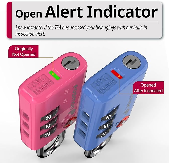 Fosmon TSA Approved Luggage Locks, 3-Digit Combination Padlock, 4 Pack | Features Open Alert Indicator and Alloy Body. Anti-Theft for Travel, Backpack Zipper, Gym Locker, Gun Case, Tent. - Image 4