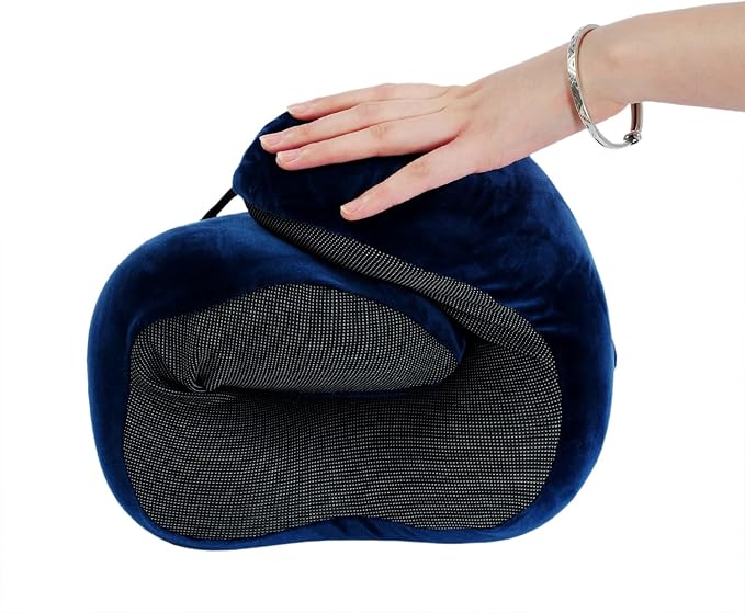 Memory Foam Travel Pillow, Neck Pillow with 360-Degree Head Support, Comfortable and Lightweight, Ideal for Sleeping on Airplane, Car, Train, Bus and Home Use, Comes with Storage Bag (Blue) - Image 6