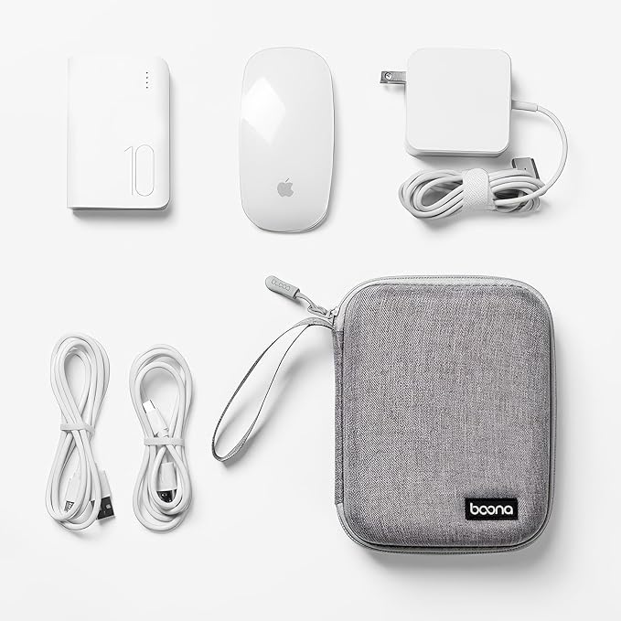 Portable Charger Organizer Case for MacBook, Grey EVA | Portable travel storage pouch, waterproof for laptop accessories, Magic Mouse, power bank and charging cords - Image 5