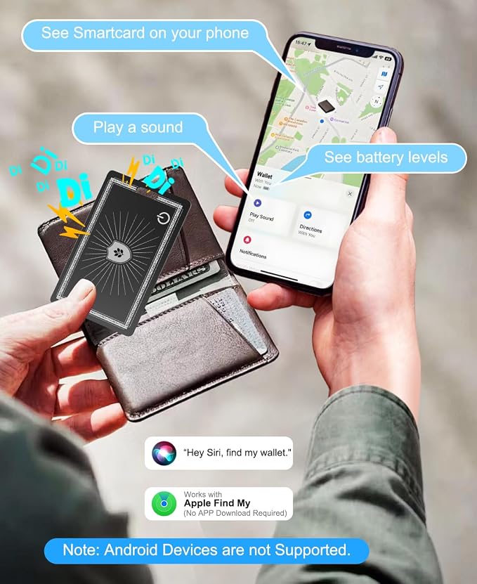 Wallet Tracker Card, for Apple Find My Ultra Thin and Rechargeable Tracker Tags Bluetooth Wallet Finder IP68 Waterproof Tracker Item Finder for Keys, Bags, Passport [Apple MFi Certified] - Image 4