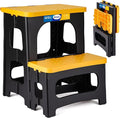 Korpai Folding 2 Step Stools,8" & 17" Dual Heights,Foldable Step Stool for Adults and Kids,Hold up to 250lbs,Collapsible Step Stool for Kitchen Bedroom Office Bathroom RV, Yellow by DoWhatYouWanttoDo