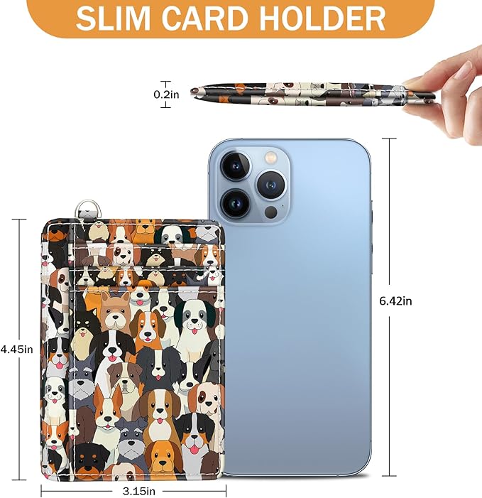 Yonlevres Dog Credit Card Holder Slim RFID Wallet Women Small Travel Cute | Front Pocket, Handy, RFID Blocking, Woman Girls Ladies Gifts, D-ring for Keychain,Thin Mini Card Case, ID Window, PU Leather - Image 6