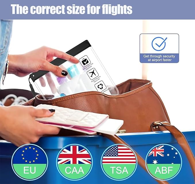 5Pcs TSA Approved Toiletry Bag-Quart Size Travel Bag for EU UK & US Carry-on Regulations Security, Quart Clear Toiletries, Cosmetic and 3-1-1 Liquids Toiletry Bag (Waterproof & Leakproof) - Image 7