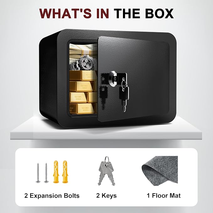 Small Safe, Locker Safes with Key and Coin Slot, Little Safes for Money, Cheap Home Safety, Small Hidden Safe, Savings Box with Key – Mini Security for Home, Office, Travel, Pets，0.23 Cubic - Image 8